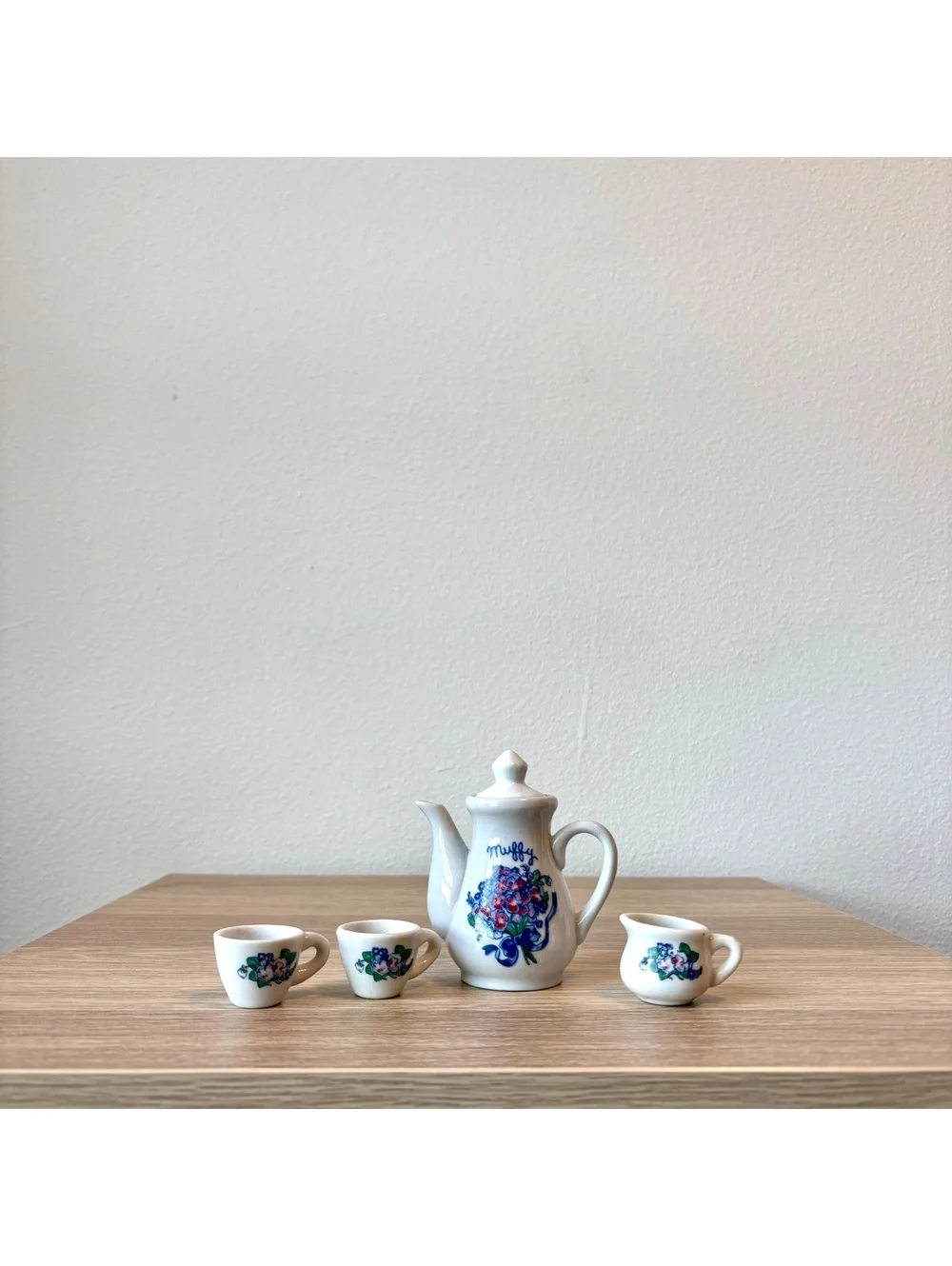 Vintage Muffy Vanderbear Mommy and Me Miniature Porcelain Tea Set 1990s Partial